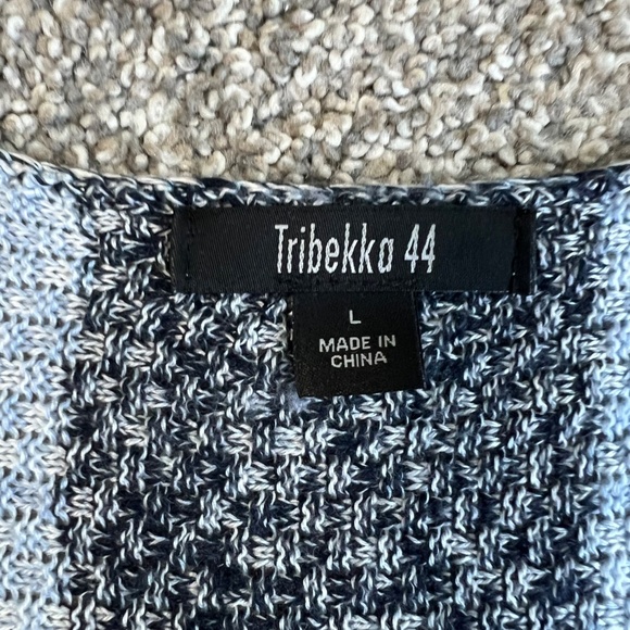 Striped Knit Pullover Sweater Pink Blue Cream Lace Up Tie 3/4 Sleeve, Size Large - Picture 3 of 7